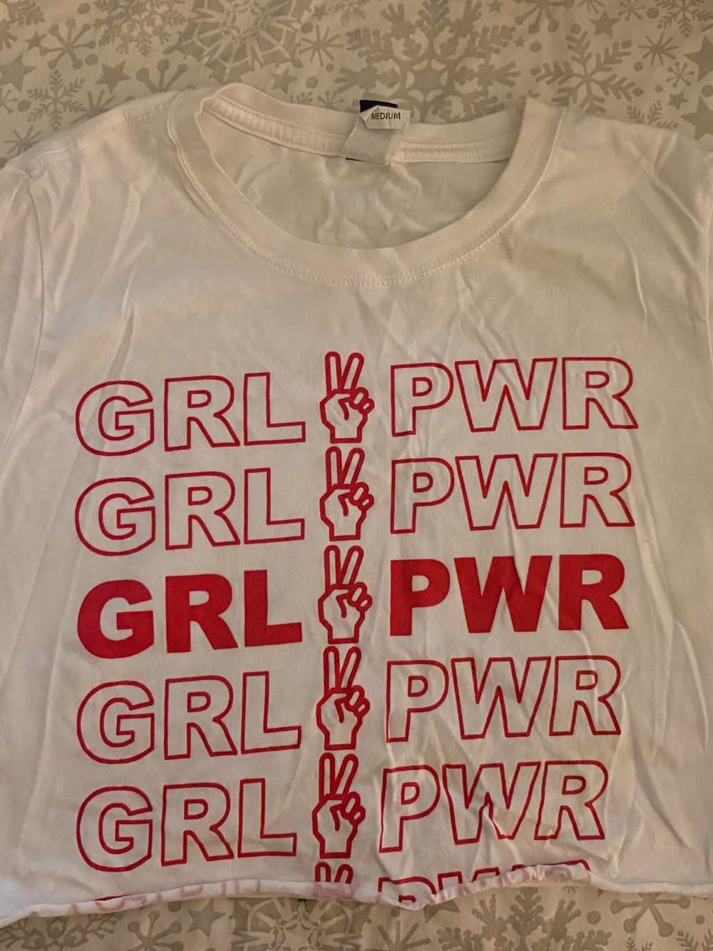 Windsor White Tee with Red GRL PWR Graphic